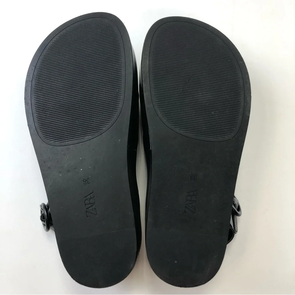Zara black leather quilted puffy platform sandals Size 38 7.5 Minimalist - Picture 9 of 12